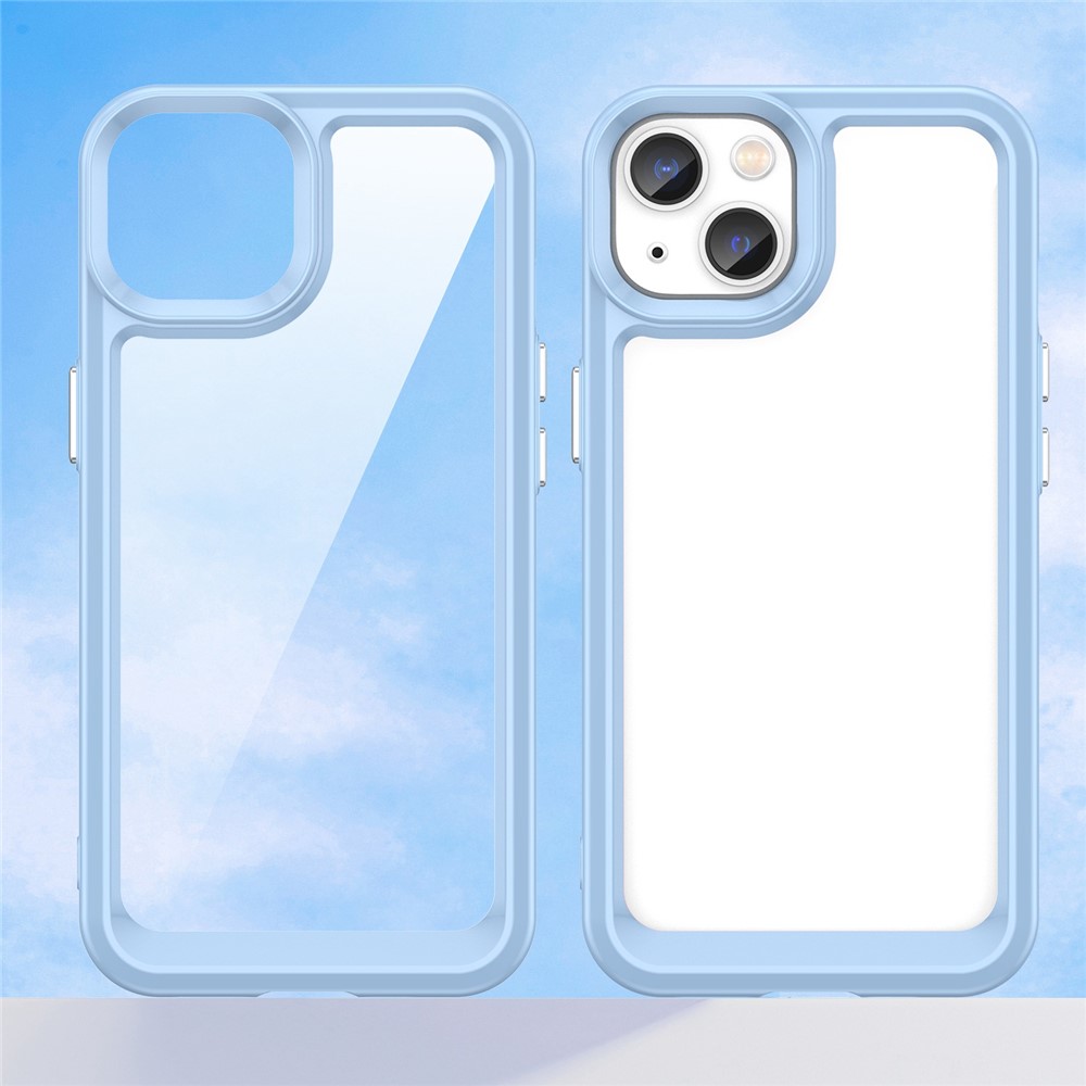 For iPhone 14 Max 6.7 inch TPU + Acrylic Hybrid Phone Case Anti-drop Anti-fingerprint Back Cover - Blue-9