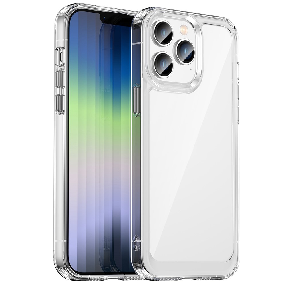 For iPhone 14 Pro Max 6.7 inch TPU + Acrylic Mobile Phone Protective Case Anti-drop Anti-scratch Back Cover - Transparent-1