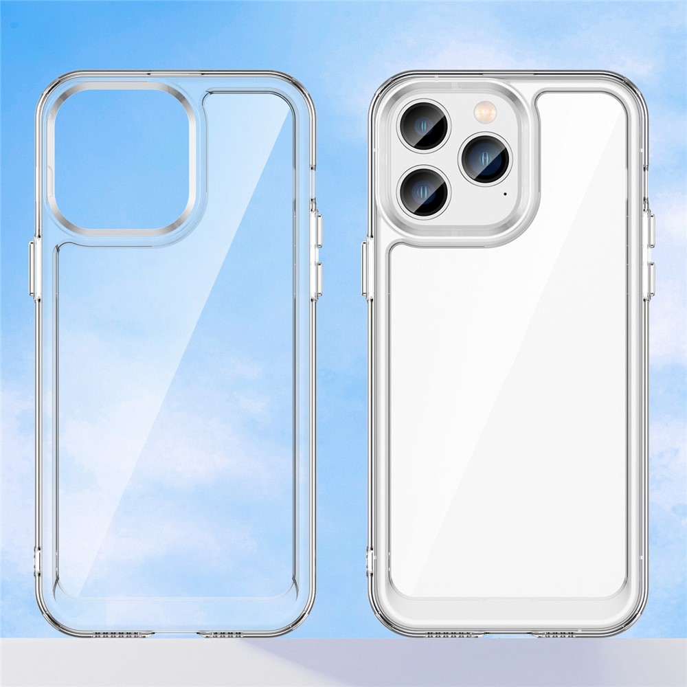 For iPhone 14 Pro Max 6.7 inch TPU + Acrylic Mobile Phone Protective Case Anti-drop Anti-scratch Back Cover - Transparent-3