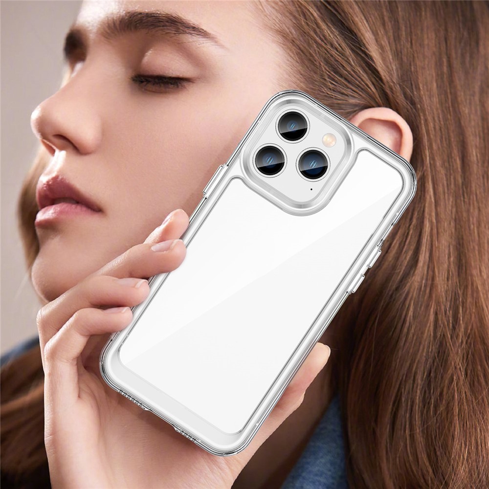 For iPhone 14 Pro Max 6.7 inch TPU + Acrylic Mobile Phone Protective Case Anti-drop Anti-scratch Back Cover - Transparent-9