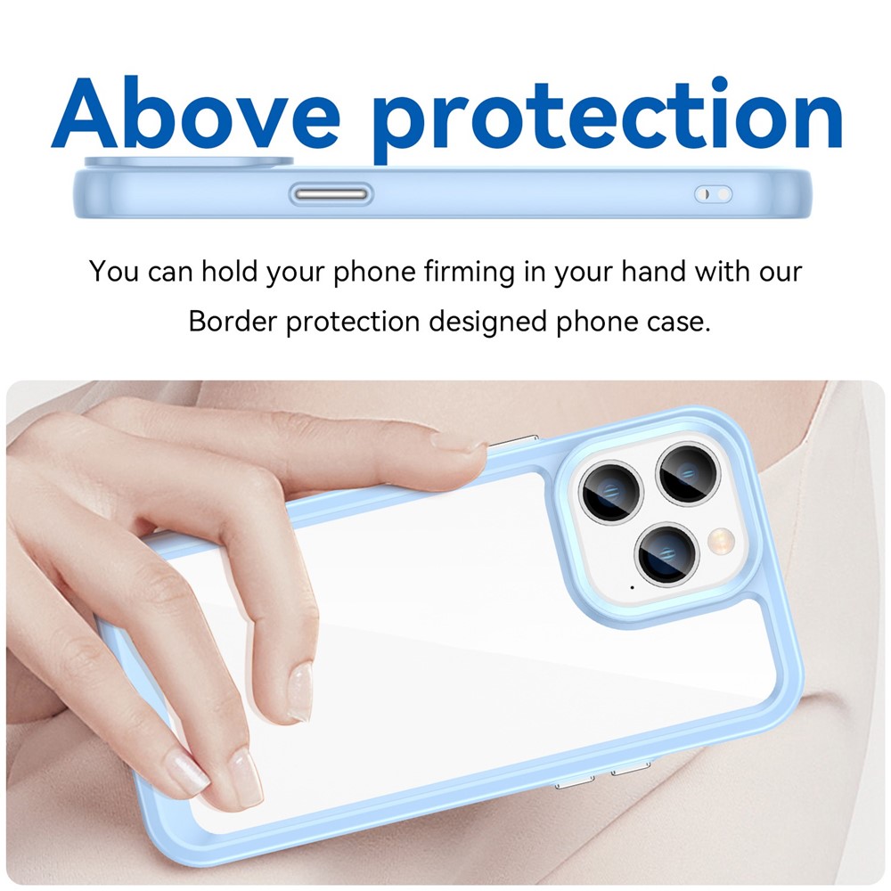TPU + Acrylic Clear Phone Case for iPhone 14 Pro 6.1 inch, Stylish Anti-drop Anti-fingerprint Cellphone Back Cover - Blue-5