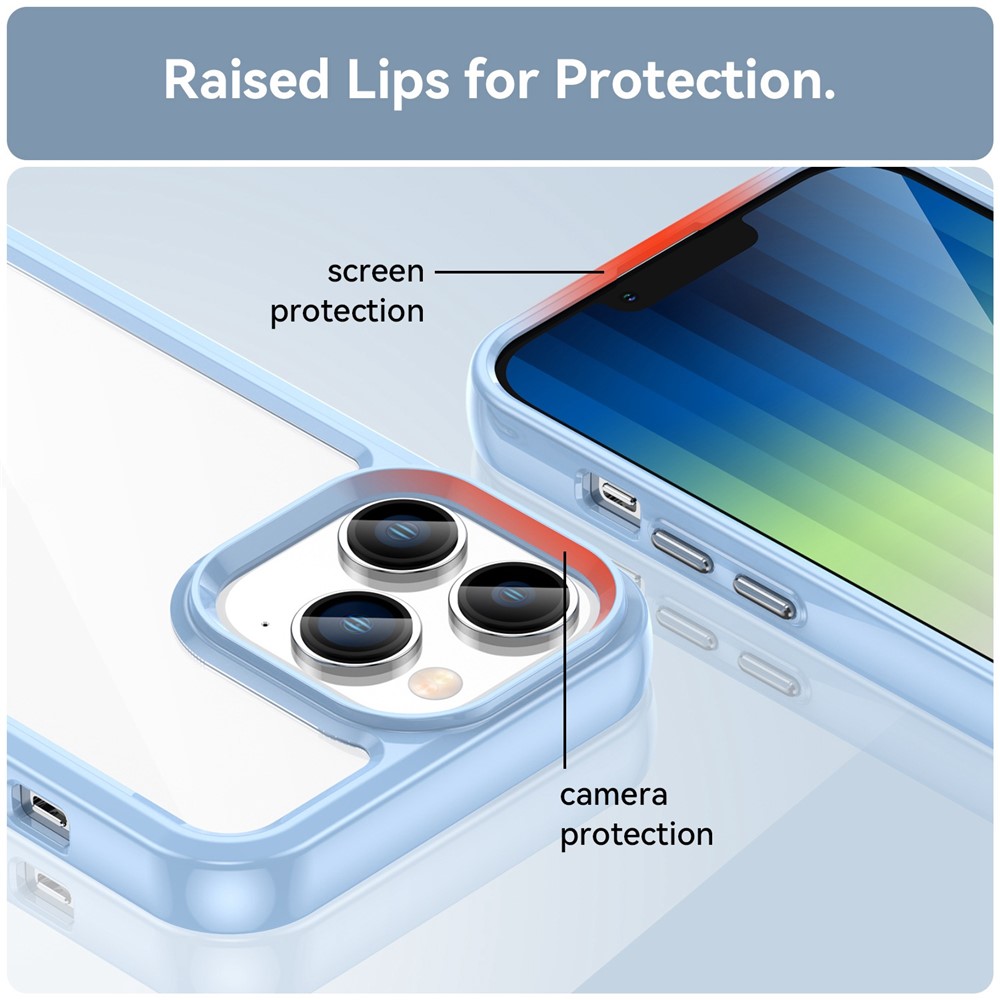TPU + Acrylic Clear Phone Case for iPhone 14 Pro 6.1 inch, Stylish Anti-drop Anti-fingerprint Cellphone Back Cover - Blue-7