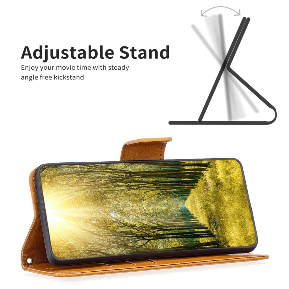 For Oppo A57 4G BF Leather Series-4 Leather Stand Wallet Phone Case Shockproof Magnetic Clasp Cover with Wrist Strap - Yellow-2