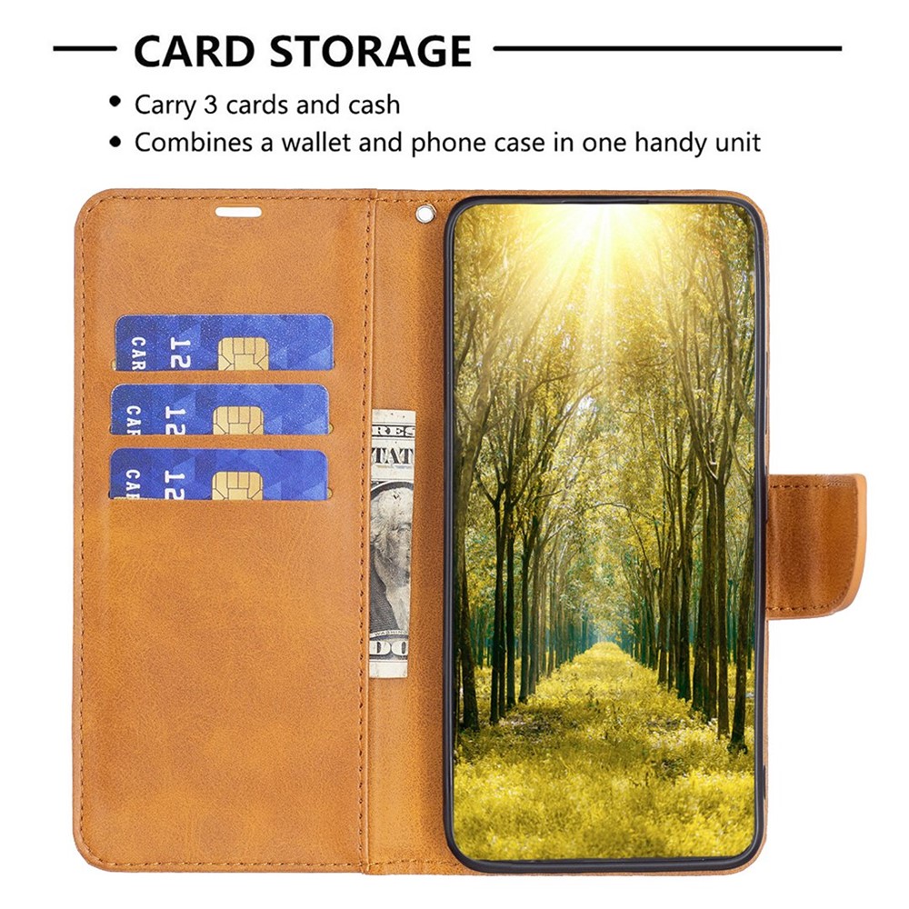 For Oppo A57 4G BF Leather Series-4 Leather Stand Wallet Phone Case Shockproof Magnetic Clasp Cover with Wrist Strap - Yellow-3