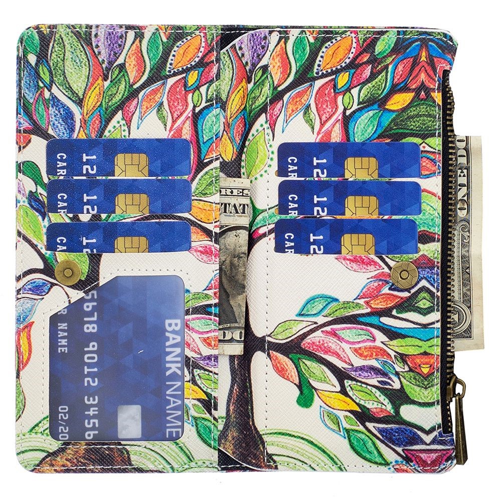 BF Pattern Printing Leather Series-4 for Oppo A57 4G Style-03 Pattern Printing Zipper Pocket Design PU Leather Phone Case Flip Stand Wallet Cover - Life Tree-4