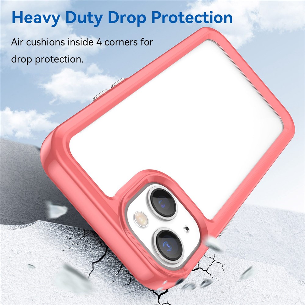 TPU + Acrylic Clear Phone Case for iPhone 14 6.1 inch, Anti-drop Anti-scratch Smartphone Back Cover - Red-4