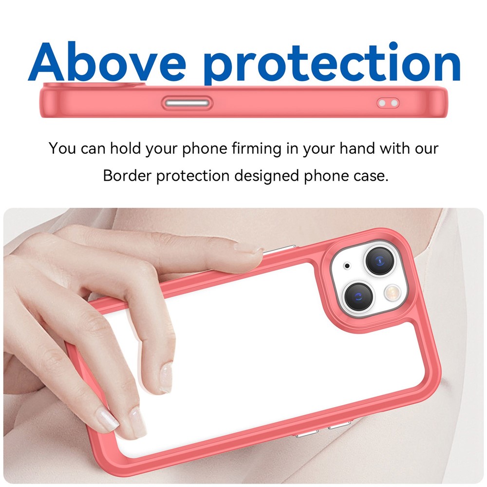 TPU + Acrylic Clear Phone Case for iPhone 14 6.1 inch, Anti-drop Anti-scratch Smartphone Back Cover - Red-5