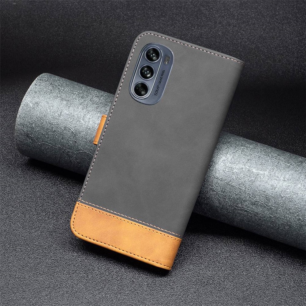 BINFEN COLOR BF Leather Case Series-7 for Motorola Moto G62 5G Style 11 Matte Surface Adjustable Stand PU Leather Wallet Phone Case - Black-4