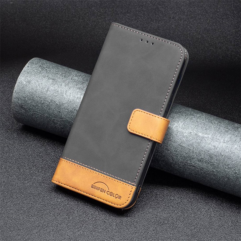 BINFEN COLOR BF Leather Case Series-7 for Motorola Moto G62 5G Style 11 Matte Surface Adjustable Stand PU Leather Wallet Phone Case - Black-5