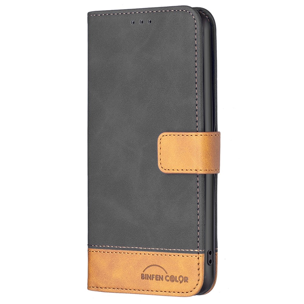 BINFEN COLOR BF Leather Case Series-7 for Motorola Moto G62 5G Style 11 Matte Surface Adjustable Stand PU Leather Wallet Phone Case - Black-6