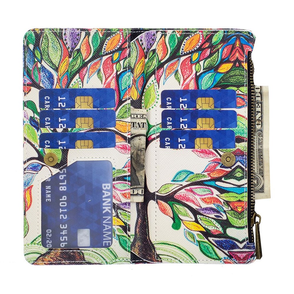 BF Pattern Printing Leather Series-4 for Motorola Moto G62 5G Style-03 Pattern Printing PU Leather Phone Case Zipper Pocket Stand Wallet Cover - Life Tree-4