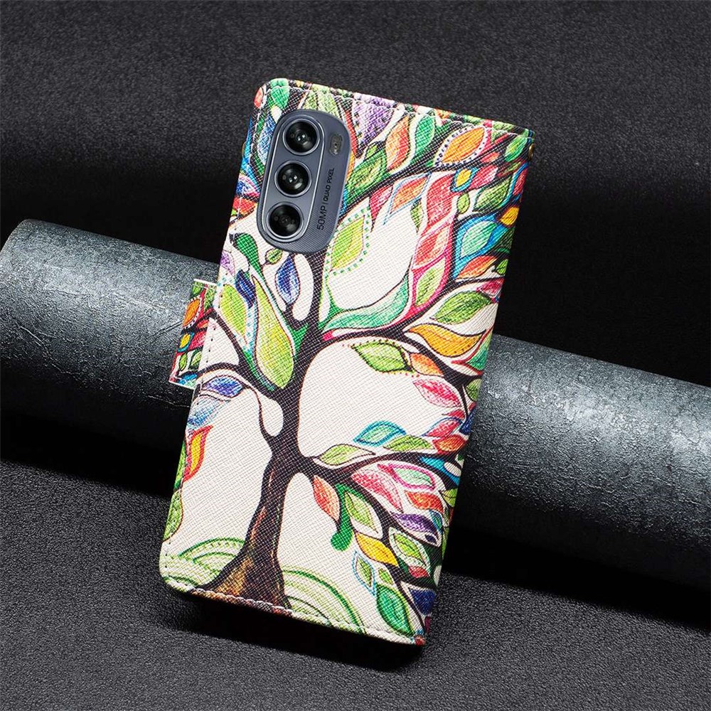 BF Pattern Printing Leather Series-4 for Motorola Moto G62 5G Style-03 Pattern Printing PU Leather Phone Case Zipper Pocket Stand Wallet Cover - Life Tree-5