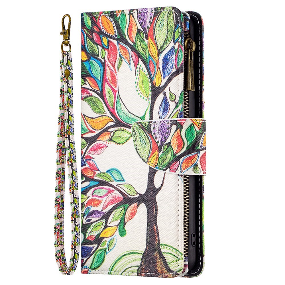 BF Pattern Printing Leather Series-4 for Motorola Moto G62 5G Style-03 Pattern Printing PU Leather Phone Case Zipper Pocket Stand Wallet Cover - Life Tree-7