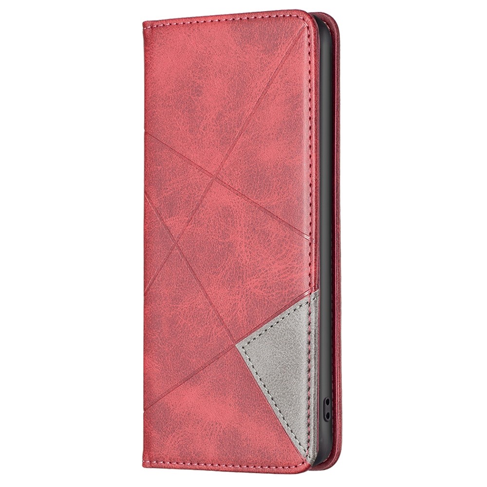 BF Imprinting Pattern Series-1 for Motorola Moto G62 5G Imprinted Geometric PU Leather Stand Case Magnetic Auto-absorbed Phone Shell - Red-7