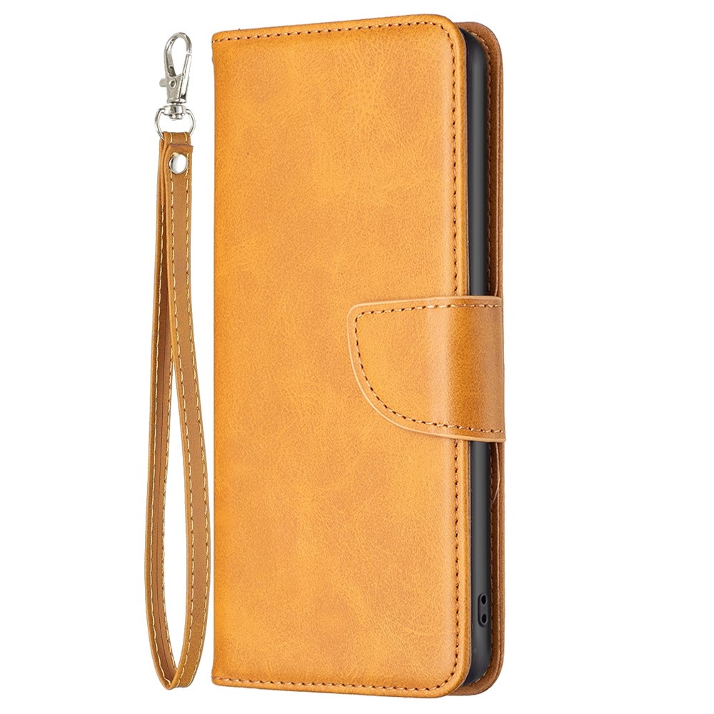 For Motorola Moto G42 4G BF Leather Series-4 Wallet Style Anti-drop Magnetic Clasp Leather Protective Phone Case Stand Shell with Wrist Strap - Yellow-6