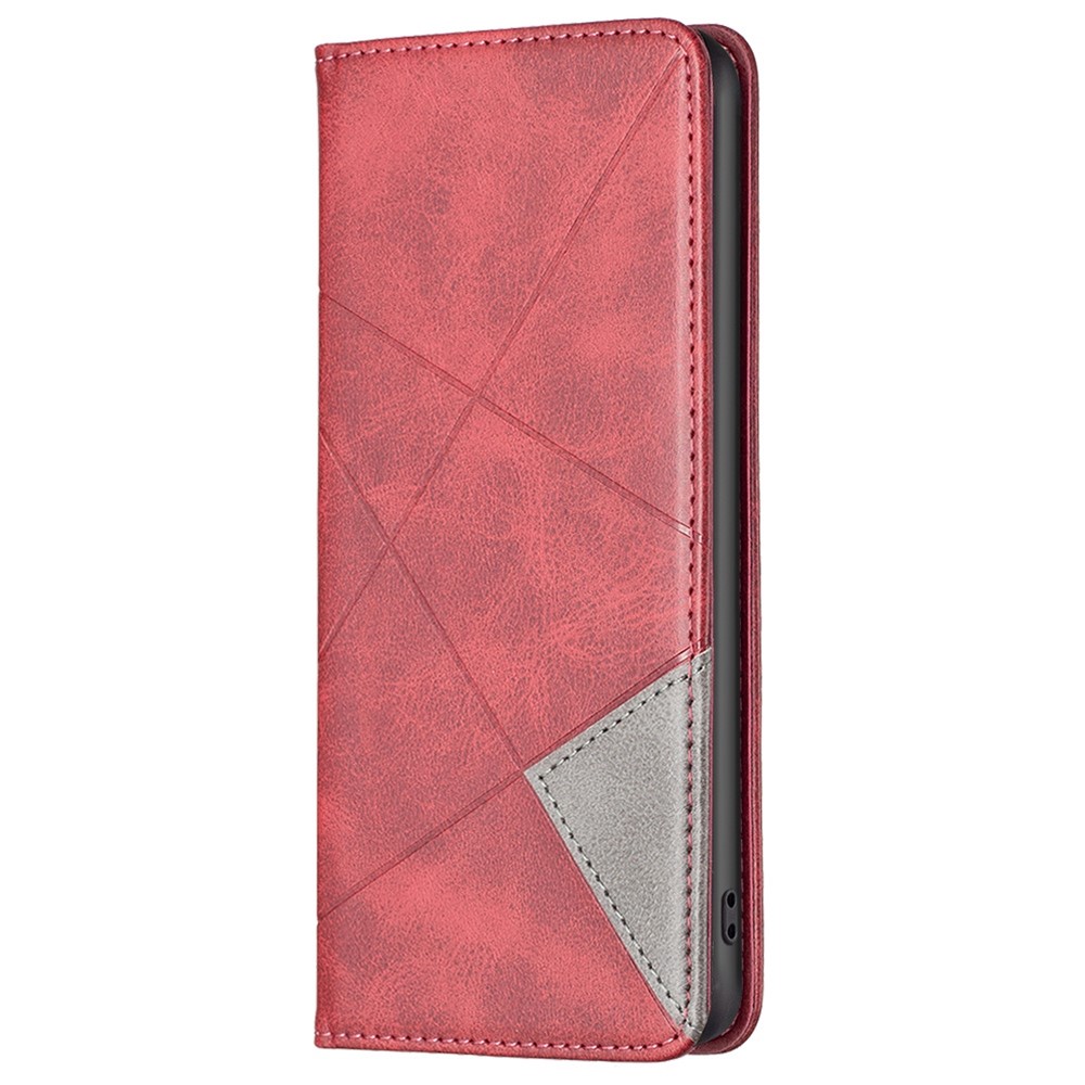 BF Imprinting Pattern Series-1 for Motorola Moto G42 4G Imprinted Geometric PU Leather Case Hidden Magnetic Closure Stand Feature Flip Cover Shell - Red-7