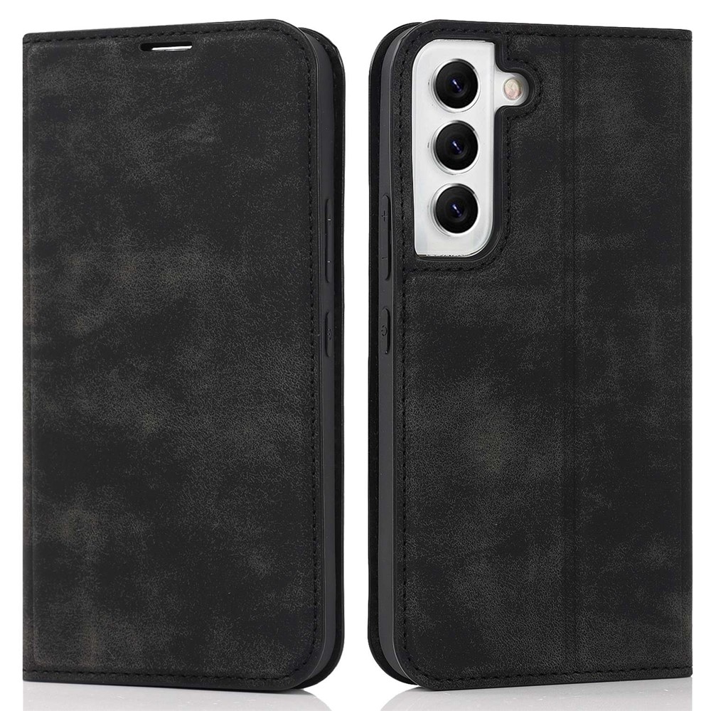 For Samsung Galaxy S22 Ultra 5G Shockproof RFID Blocking PU Leather Phone Case Auto Closing Magnetic Anti-scratch Phone Cover - Black-1