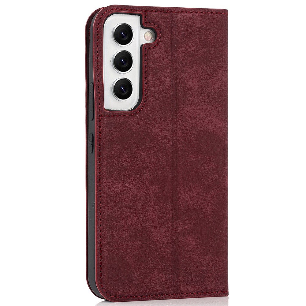 For Samsung Galaxy S22+ 5G RFID Blocking Stand Card Holder PU Leather Case Auto Closing Magnetic Phone Cover - Red-10