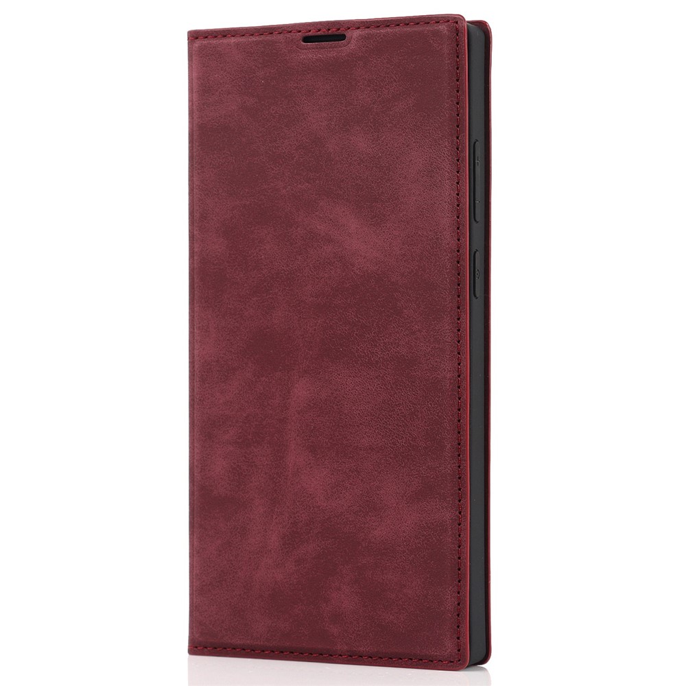 For Samsung Galaxy S22 Ultra 5G Shockproof RFID Blocking PU Leather Phone Case Auto Closing Magnetic Phone Cover - Wine Red-9