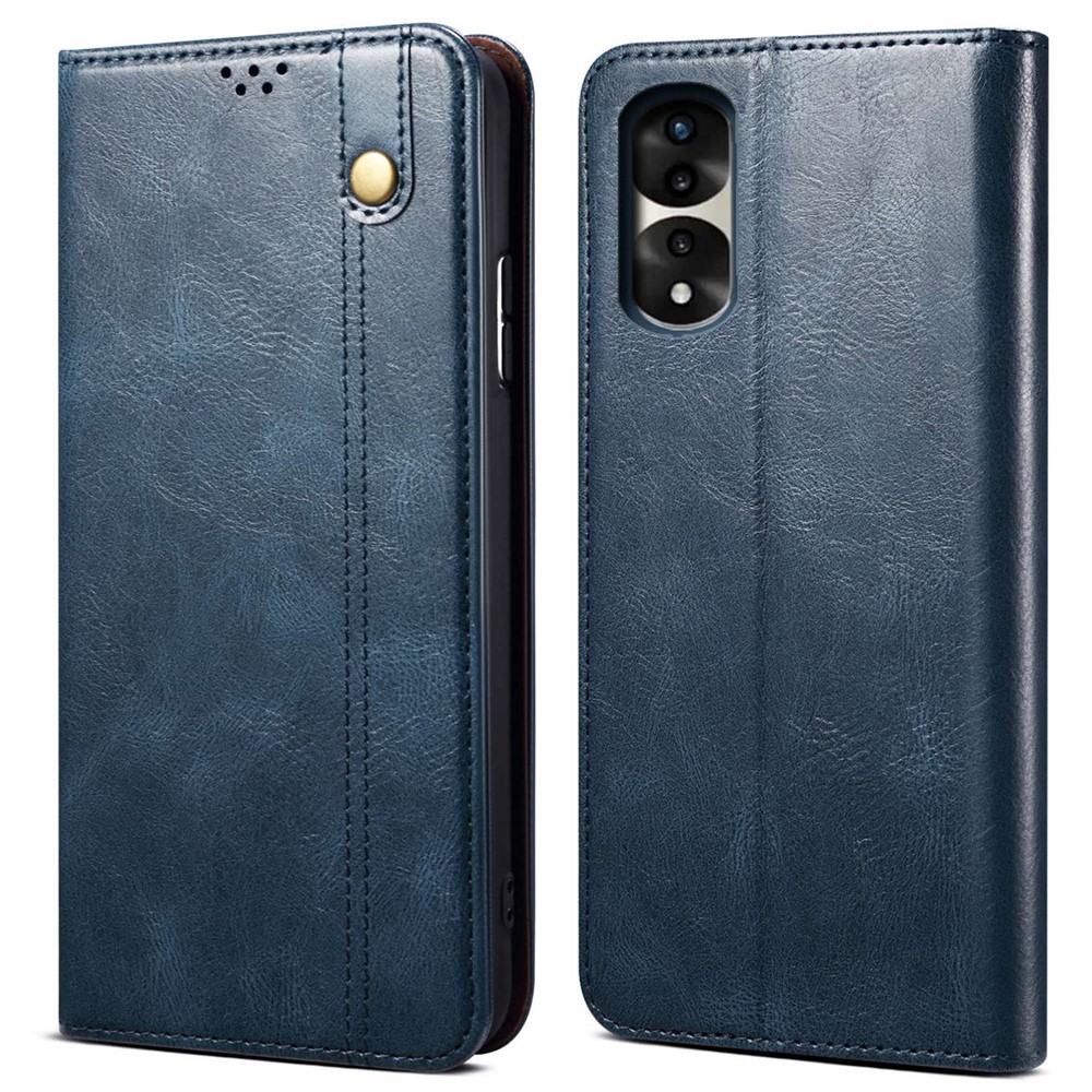 For Honor 70 Pro 5G / 70 Pro+ 5G Shockproof Waxy Crazy Horse Texture Wallet Case Stand Magnetic Auto-absorbed Leather Mobile Phone Cover - Blue-1