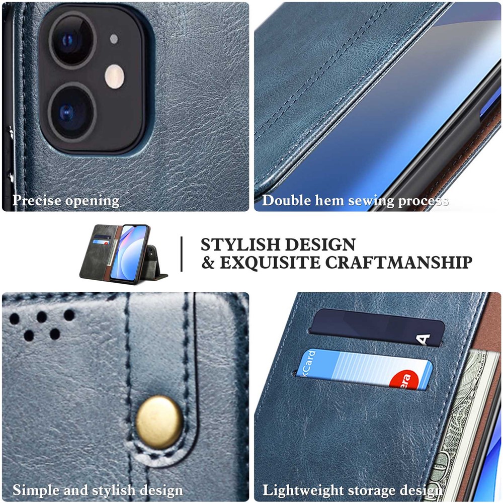 For Honor 70 Pro 5G / 70 Pro+ 5G Shockproof Waxy Crazy Horse Texture Wallet Case Stand Magnetic Auto-absorbed Leather Mobile Phone Cover - Blue-6