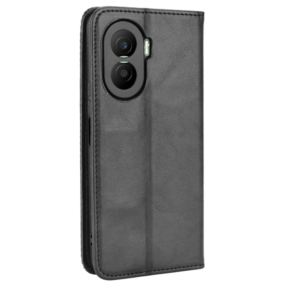 For Honor X40i 5G Auto Closing Magnetic Folio Flip Retro PU Leather Wallet Case Stand Function Phone Shell Cover - Black-8