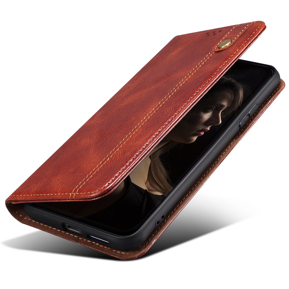 For vivo S15 Pro 5G Shockproof Waxy Crazy Horse Texture PU Leather Wallet Case Stand Full Protection Mobile Phone Cover - Brown-5