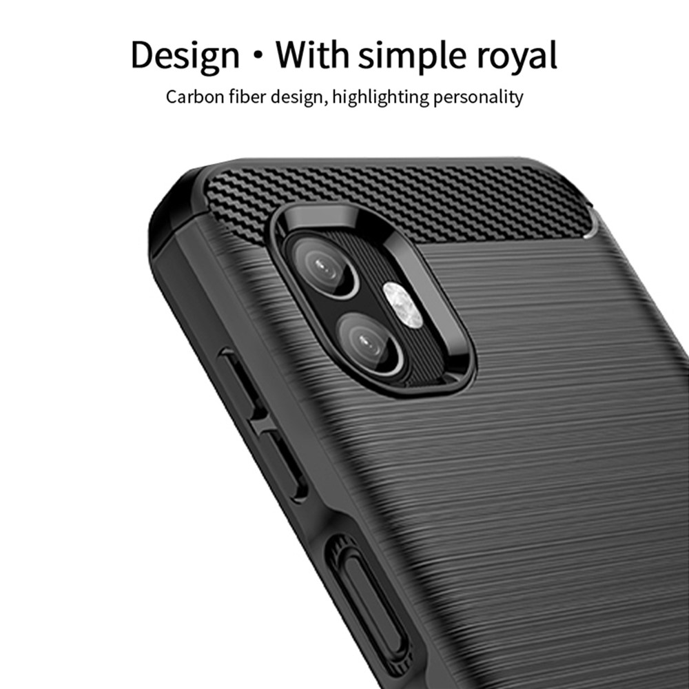MOFI JK TPU Series-1 for Samsung Galaxy Xcover6 Pro 5G / Xcover Pro 2 5G Brushed Surface Carbon Fiber Phone Case Flexible TPU Anti-wear Anti-fingerprint Protector - Black-5