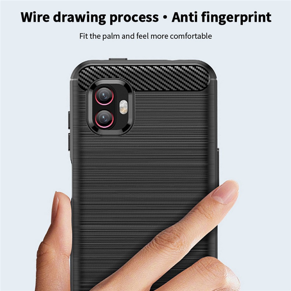 MOFI JK TPU Series-1 for Samsung Galaxy Xcover6 Pro 5G / Xcover Pro 2 5G Brushed Surface Carbon Fiber Phone Case Flexible TPU Anti-wear Anti-fingerprint Protector - Black-8