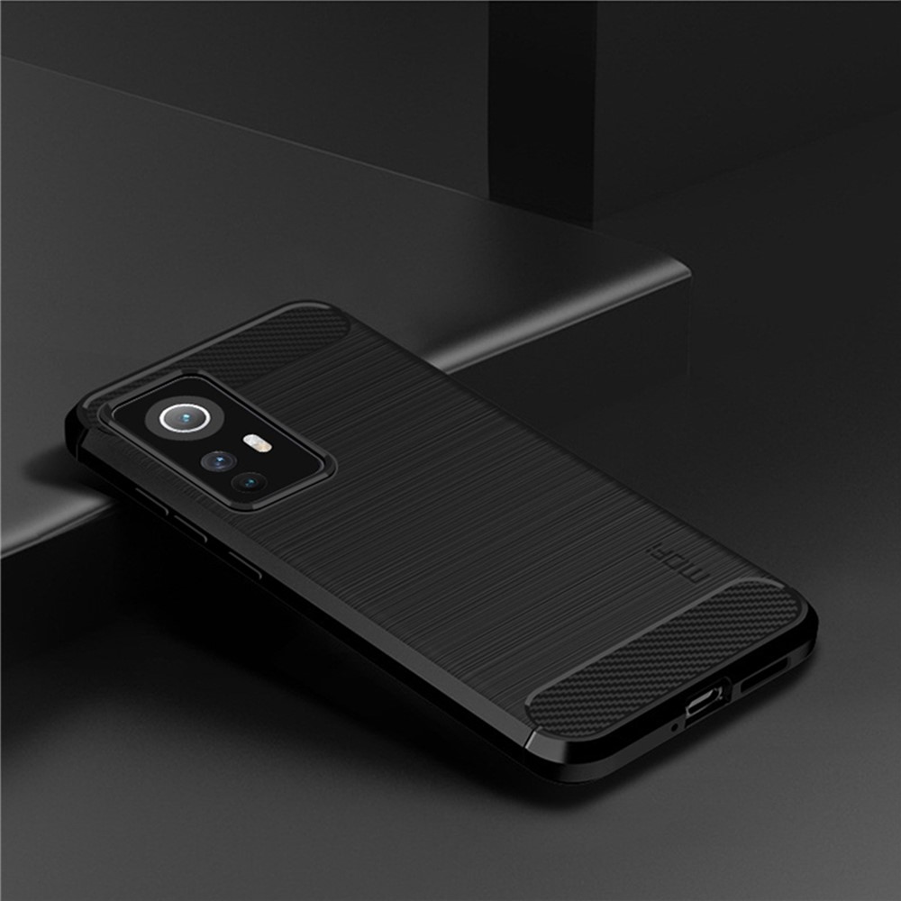 MOFI JK TPU Series-1 Pour Xiaomi 12 Lite 5G Brossed Surface Anti-fingerprint TPU Couverture du Cove de Téléphone de Fibre de Carbon - le Noir