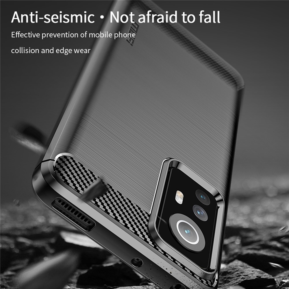 MOFI JK TPU Series-1 Per Xiaomi 12 Lite 5G Surface Spazzolato Anti-fingerprint TPU Copertina in Fibra di Carbonio Fibra Case - Nero