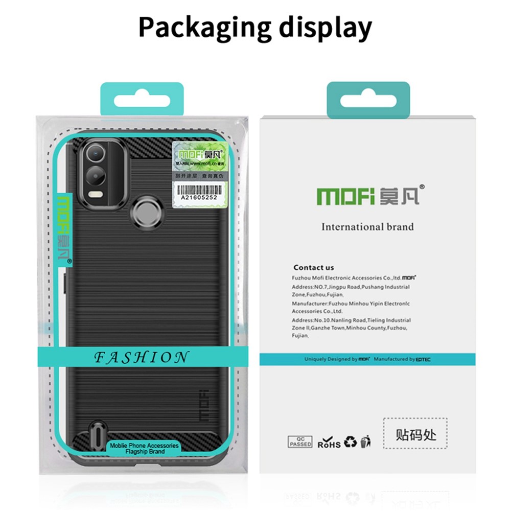MOFI JK TPU Series-1 for Nokia C21 Plus 4G Brushed Surface Soft TPU Drop-proof Case Carbon Fiber Phone Case - Black-10