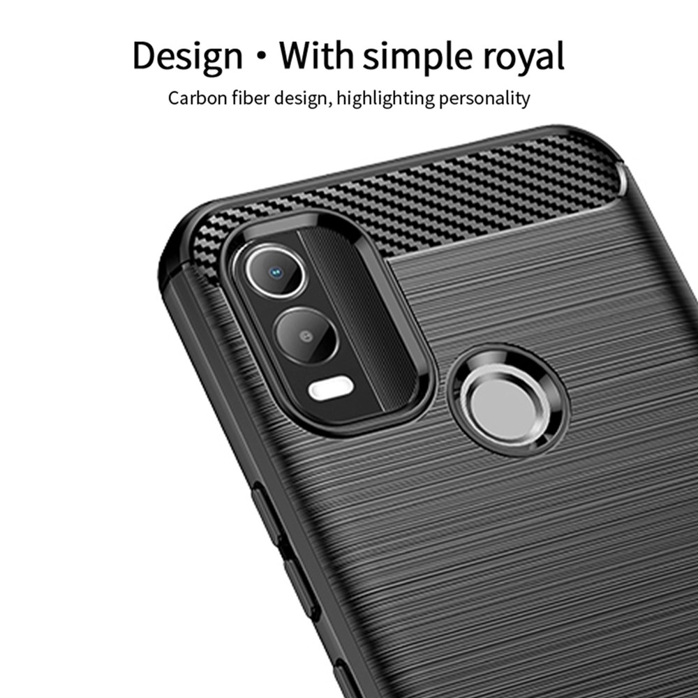 MOFI JK TPU Series-1 for Nokia C21 Plus 4G Brushed Surface Soft TPU Drop-proof Case Carbon Fiber Phone Case - Black-5