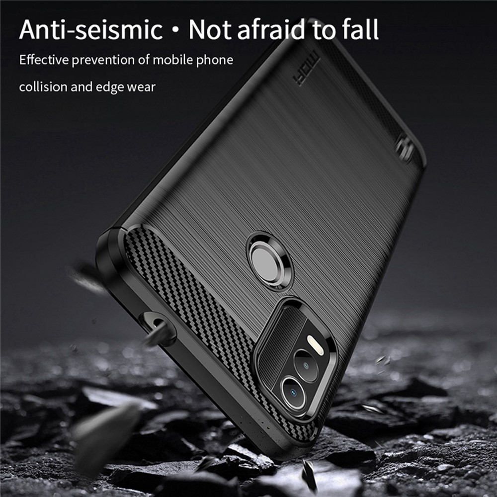 MOFI JK TPU Series-1 for Nokia C21 Plus 4G Brushed Surface Soft TPU Drop-proof Case Carbon Fiber Phone Case - Black-6