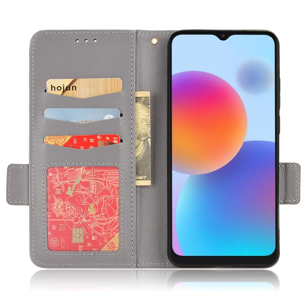For ZTE Blade A52 Fall Proof Cell Phone Case Magnetic Wallet Stand PU Leather Litchi Texture Shell - Grey-2