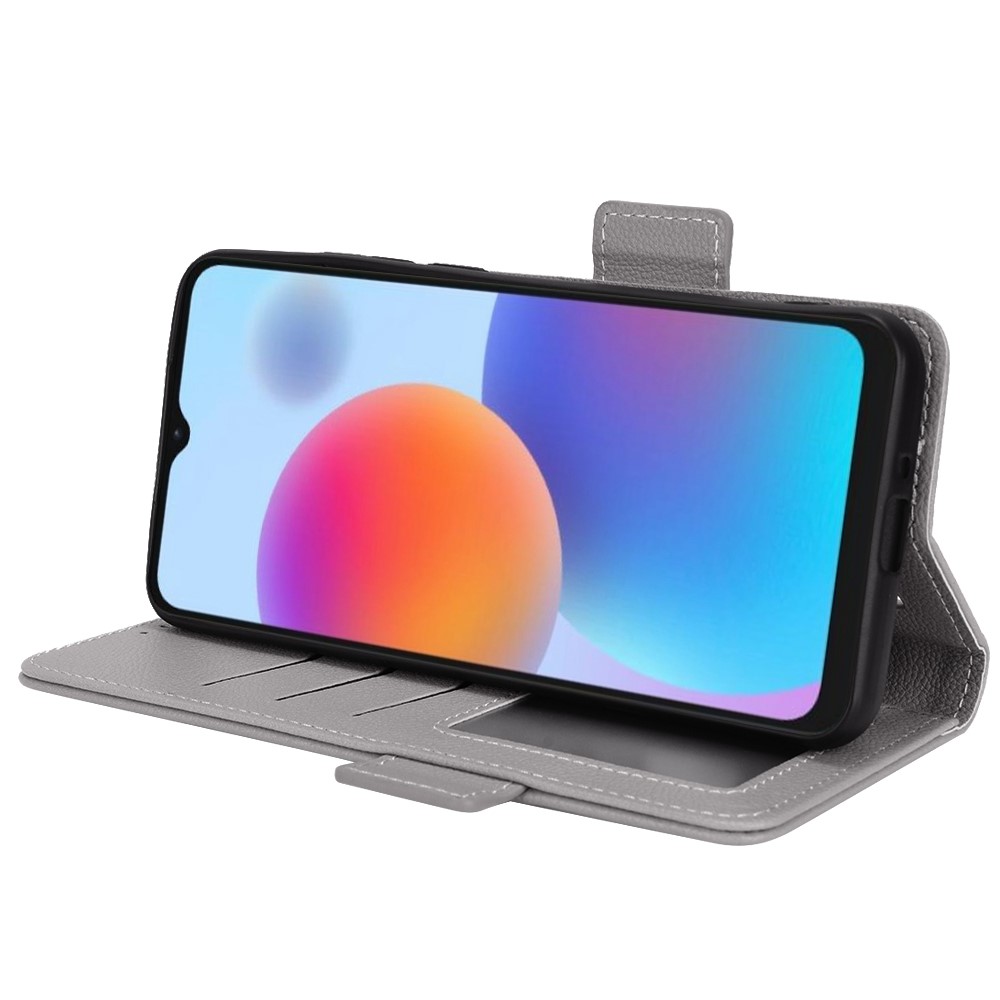For ZTE Blade A52 Fall Proof Cell Phone Case Magnetic Wallet Stand PU Leather Litchi Texture Shell - Grey-3