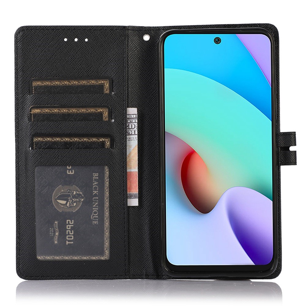 For Xiaomi Redmi Note 11 4G (MediaTek) / 10 2022 4G / 10 4G (2021) / 10 Prime Phone Case Cross Texture Drop-proof Leather Stand Case Wallet Phone Cover - Black-2