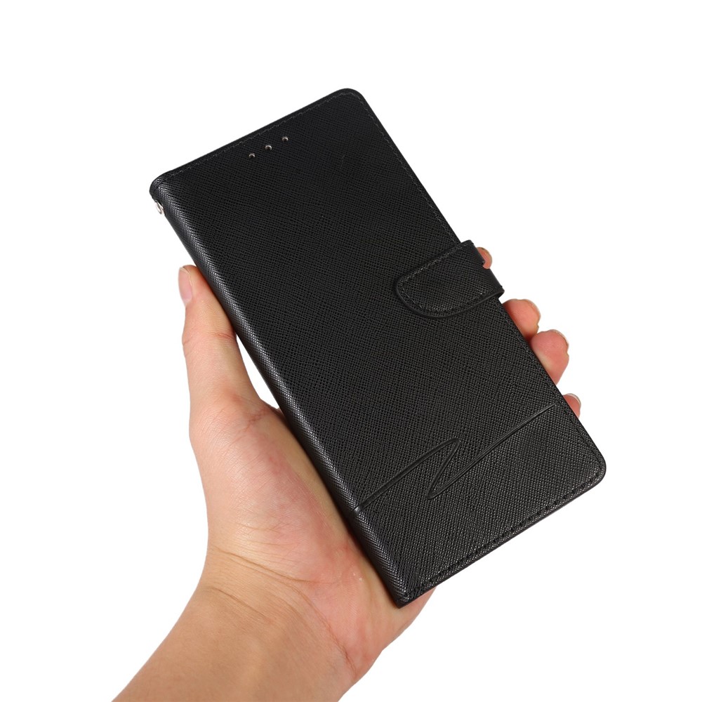 For Xiaomi Redmi Note 11 4G (MediaTek) / 10 2022 4G / 10 4G (2021) / 10 Prime Phone Case Cross Texture Drop-proof Leather Stand Case Wallet Phone Cover - Black-4