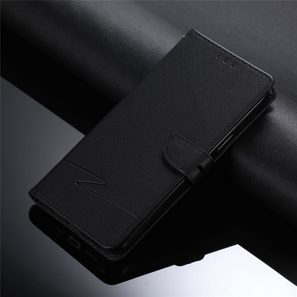 For Xiaomi Redmi Note 11 4G (MediaTek) / 10 2022 4G / 10 4G (2021) / 10 Prime Phone Case Cross Texture Drop-proof Leather Stand Case Wallet Phone Cover - Black-5