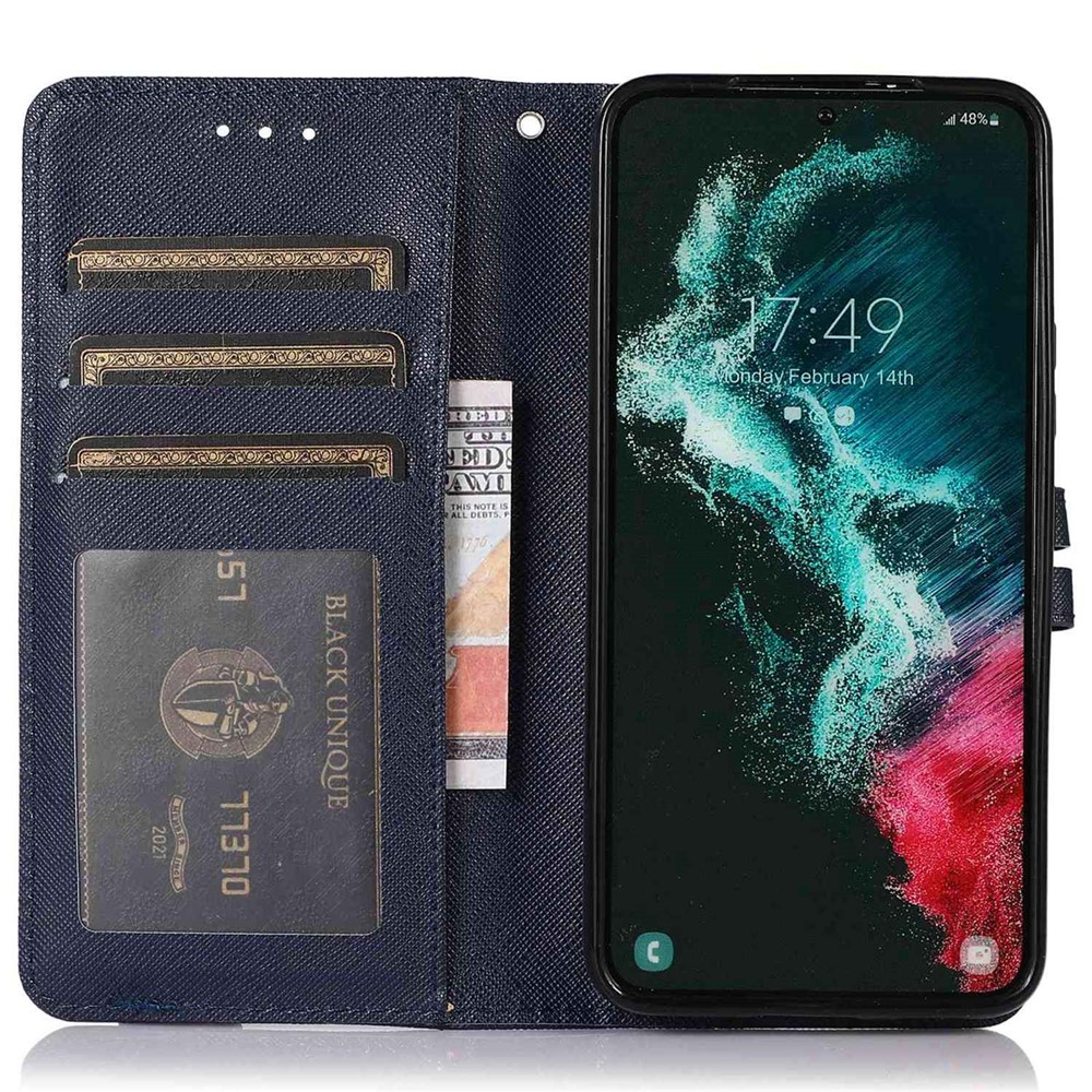 For Samsung Galaxy S21 FE 5G Phone Case Cross Texture Folio Flip Leather Stand Case Wallet Style Phone Cover with Strap - Blue-2