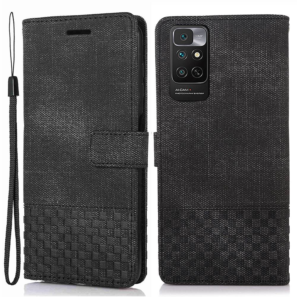 For Xiaomi Redmi Note 11 4G (Qualcomm) / Note 11S 4G Cloth Texture PU Leather RFID Blocking Phone Cover Stand Wallet Case - Black-1