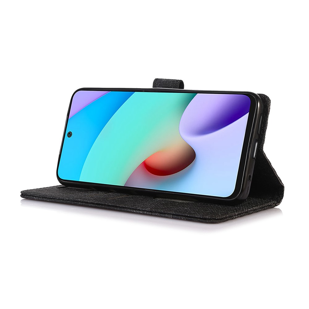 For Xiaomi Redmi Note 11 4G (Qualcomm) / Note 11S 4G Cloth Texture PU Leather RFID Blocking Phone Cover Stand Wallet Case - Black-3