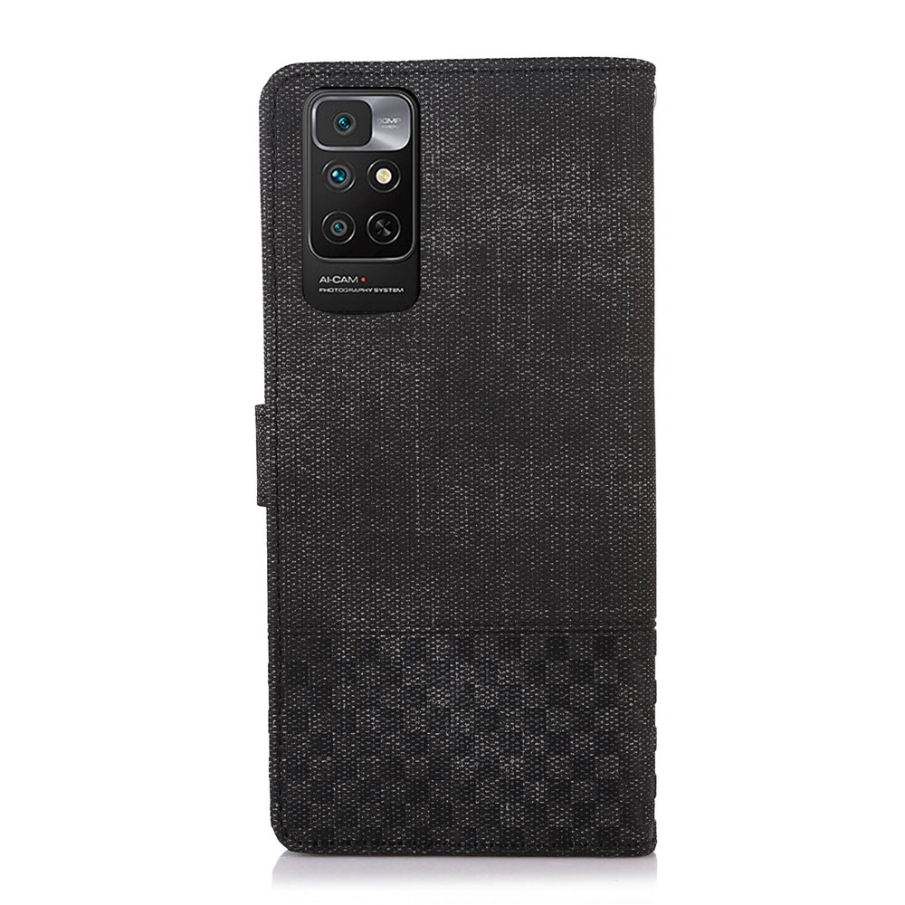 For Xiaomi Redmi Note 11 4G (Qualcomm) / Note 11S 4G Cloth Texture PU Leather RFID Blocking Phone Cover Stand Wallet Case - Black-7