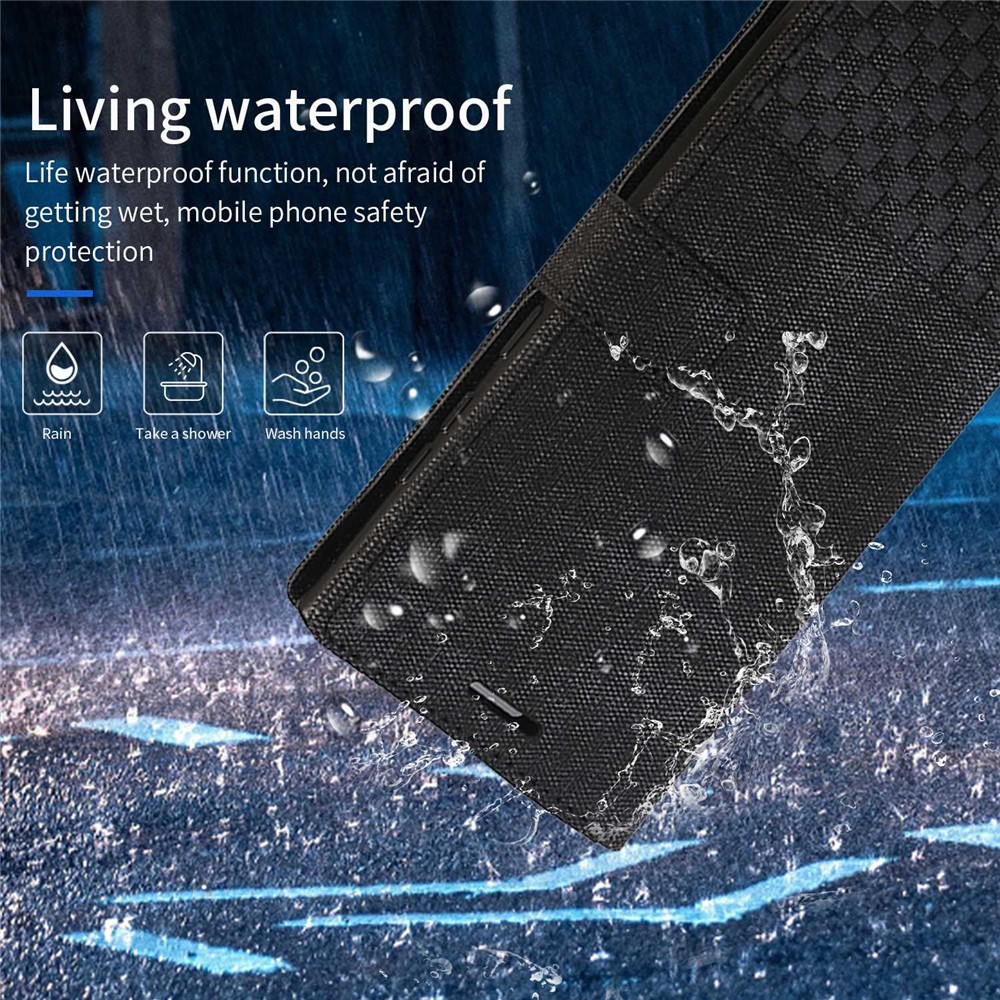 For Samsung Galaxy S22 Ultra 5G Anti-wear Cloth Texture PU Leather Magnetic Case Stand Wallet RFID Blocking Cell Phone Cover - Black-5