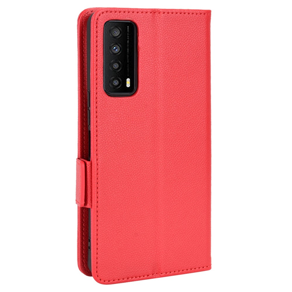 For TCL Stylus 5G Drop Resistant Cell Phone Case Magnetic Wallet Stand PU Leather Litchi Texture Shell - Red-8
