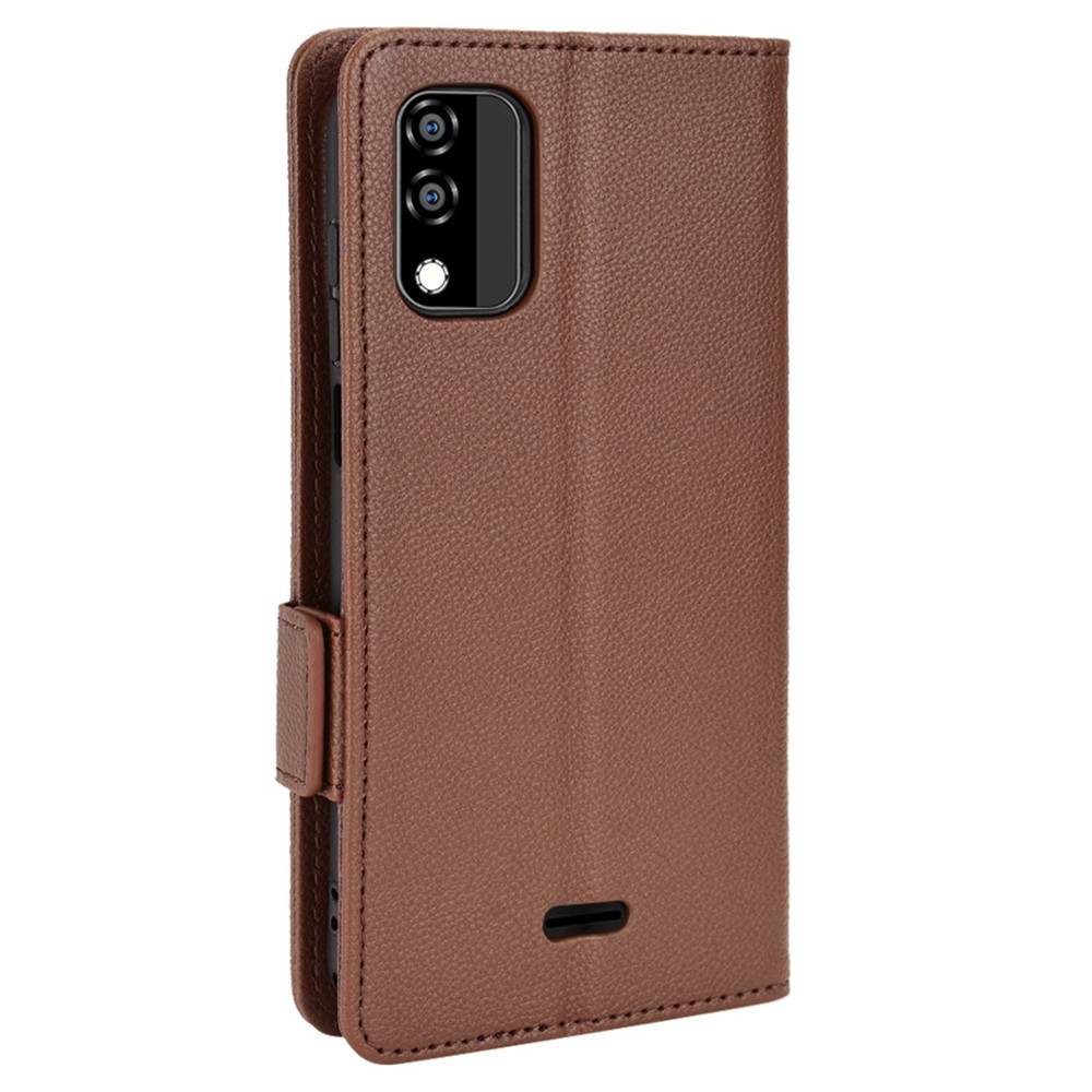 For BLU C5 Max Anti-scratch Cell Phone Case Magnetic Wallet Stand PU Leather Litchi Texture Shell - Brown-8
