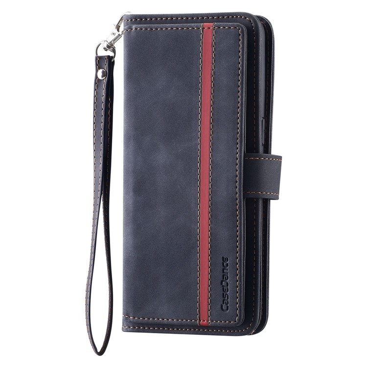 CASEDANCE Waltz 002 Series for Oppo Find X5 Pro 5G Phone Cover, Handy Strap Wallet Stand Magnetic Anti-drop Phone Case - Black-9