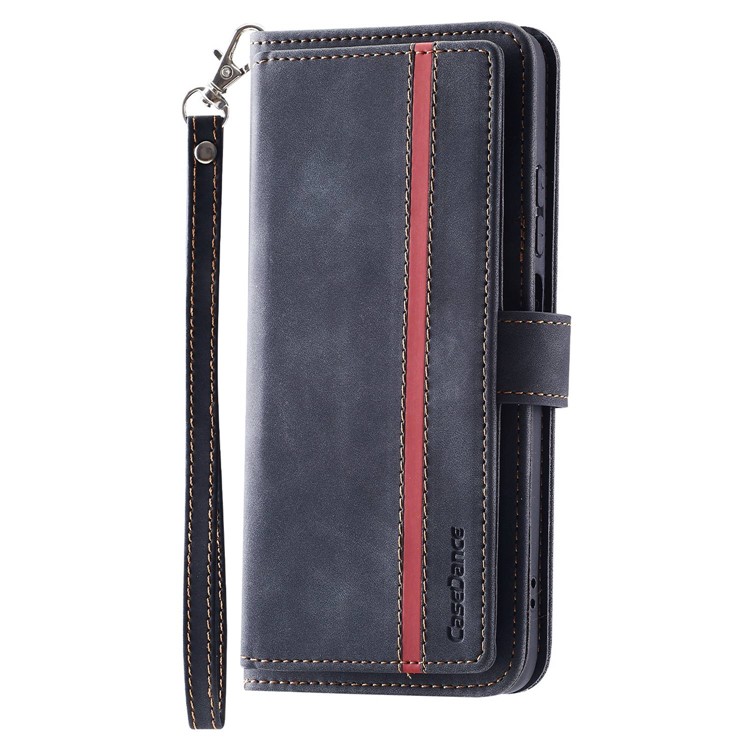 CASEDANCE Waltz 002 Series for Xiaomi Poco X4 Pro 5G Folio Flip PU Leather Cover Drop-proof Wallet Stand Phone Case with Wrist Strap - Black-7