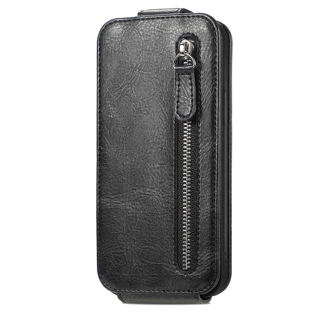 Vertical Flip Zipper Wallet Case for iPhone 14 Pro Max 6.7 inch, PU Leather Stand Phone Cover with Built-in Metal Sheet - Black-9
