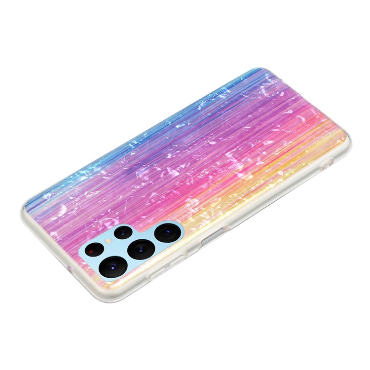 For Samsung Galaxy S22 Ultra 5G IMD Shell Pattern Phone Case 2.0mm Thickened TPU Scratch-Resistant Shockproof Cover - Pink Rainbow-3